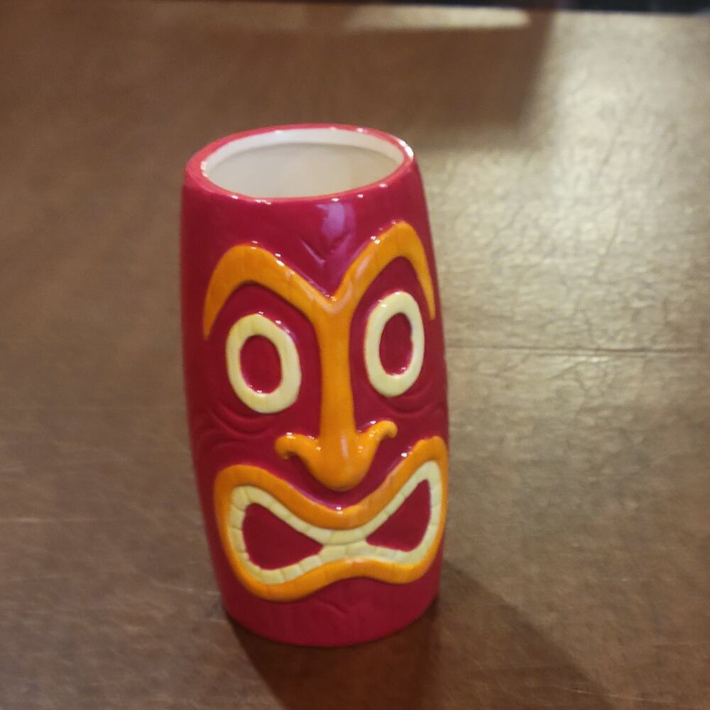 Vintage KC Hawaii Hui Kalui Tiki Mug Red/Orange 2009 6 inches tall